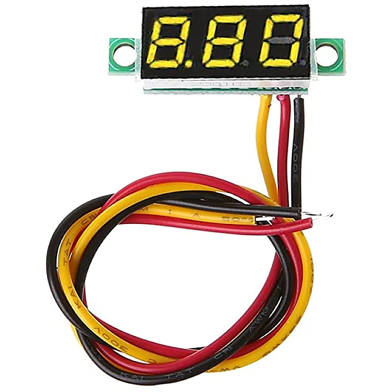 0.28 inch 0-100V Three Wire DC Voltmeter Yellow