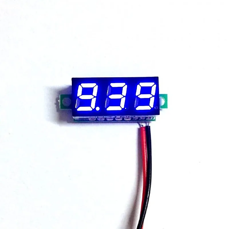 0.28 inch 3.5-30V Two Wire DC Voltmeter Blue