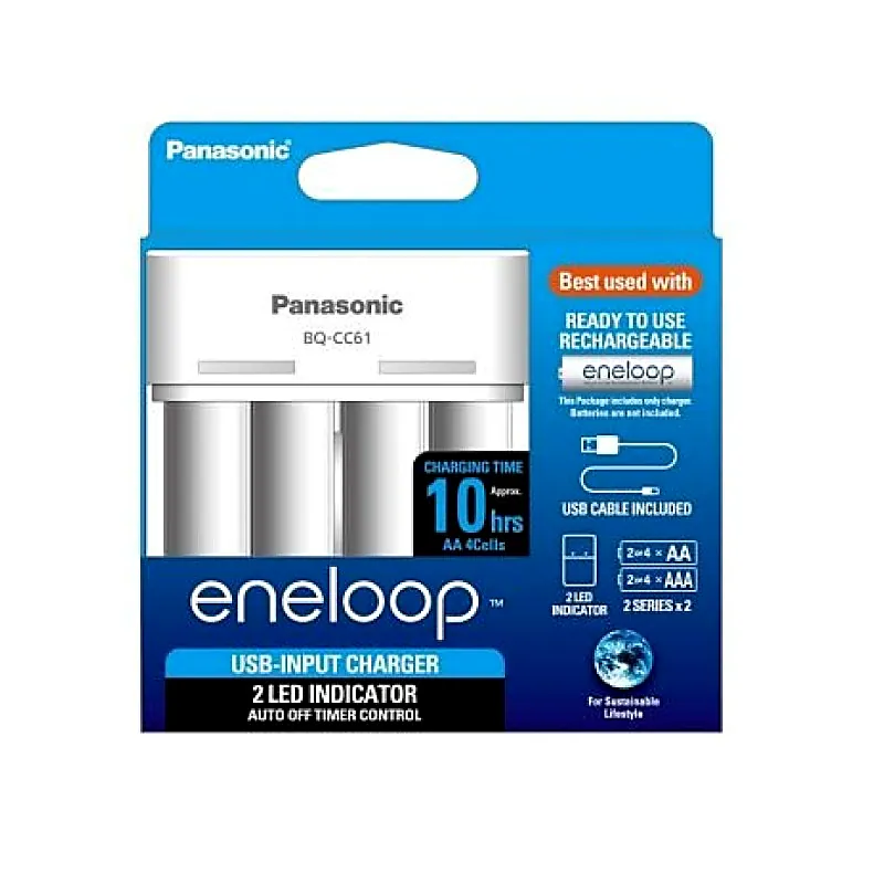 PANASONIC BQ - CC61N Eneloop Battery Charger with USB Cable