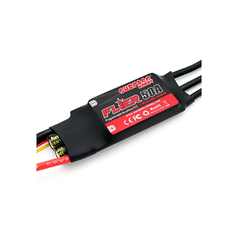 SURPASS Flier 50A ESC Li:2-4S NiNh:5-12NC SBEC:5V/6V/4A 68*25*10mm 4.0 Connector
