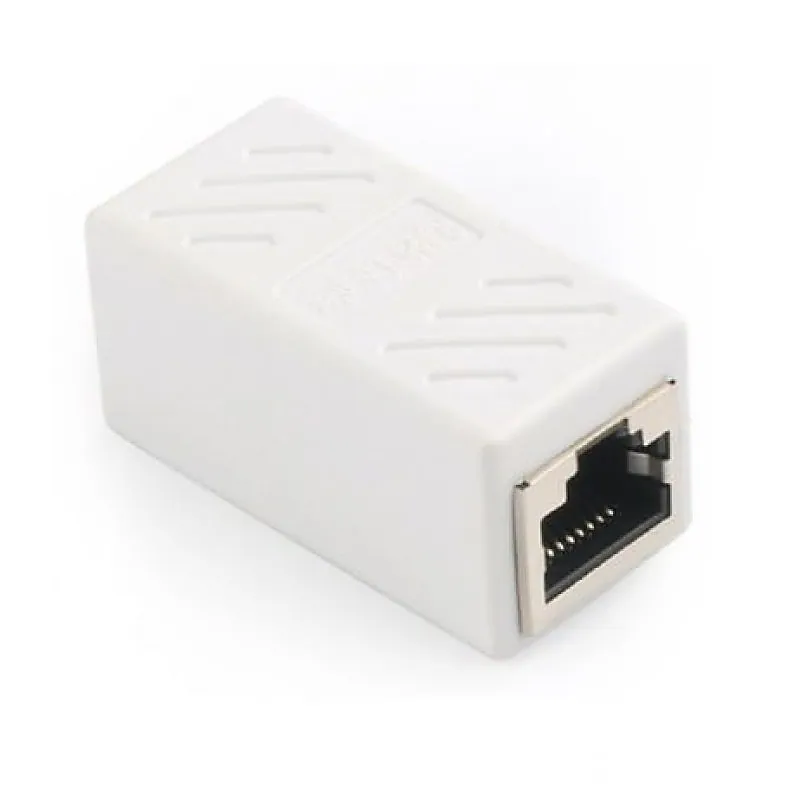 White RJ45 Female To Female CAT6 Network Ethernet LAN Connector Adapter